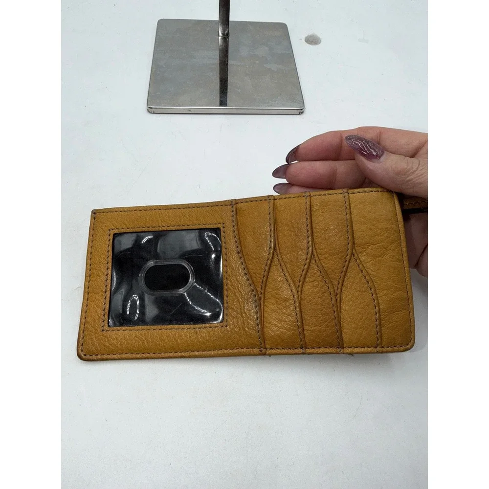 Tignanello Vintage Leather Slim Card Case Wallet Zipper Pocket and ID Window